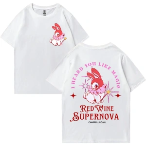 Kırmızı şarap süpernova T Shirt Chappell Roan erkekler kadınlar Harajuku kısa kollu orta batı