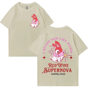 Kırmızı şarap süpernova T Shirt Chappell Roan erkekler kadınlar Harajuku kısa kollu orta batı