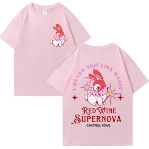 Kırmızı şarap süpernova T Shirt Chappell Roan erkekler kadınlar Harajuku kısa kollu orta batı