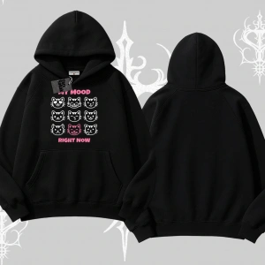 Kitti Sweet Mini Logo Baskılı Kapşonlu Crop Sweatshirt