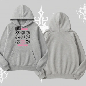 Kitti Sweet Mini Logo Baskılı Kapşonlu Crop Sweatshirt