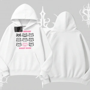 Kitti Sweet Mini Logo Baskılı Kapşonlu Crop Sweatshirt
