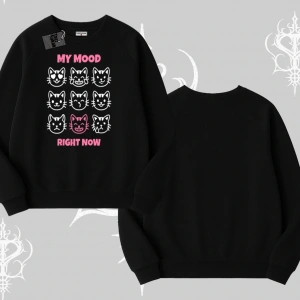 Kitti Sweet Mini Logo Baskılı Kayık Yaka Sweatshirt