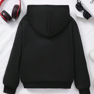 Kız Düz Renk Ayı Baskılı Kapüşonlu Sweatshirt Model 5139