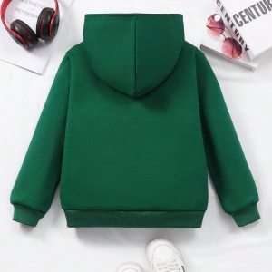 Kız Düz Renk Ayı Baskılı Kapüşonlu Sweatshirt Model 5139
