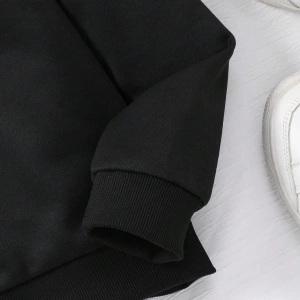Kız Düz Renk Ayı Baskılı Kapüşonlu Sweatshirt Model 5139