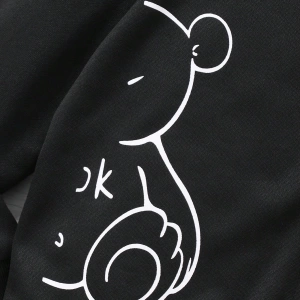 Kız Düz Renk Ayı Baskılı Kapüşonlu Sweatshirt Model 5139