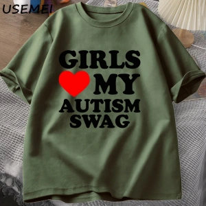 Kız erkek aşk benim otizm Swag T Shirt kadın erkek komik otistic kızlar farkındalık fikir T-S 2902