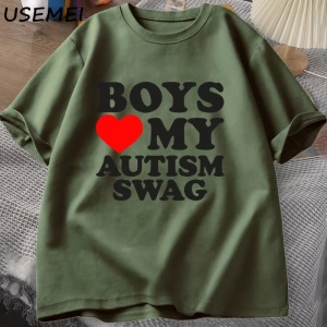 Kız erkek aşk benim otizm Swag T Shirt kadın erkek komik otistic kızlar farkındalık fikir T-S 2902
