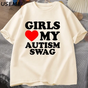 Kız erkek aşk benim otizm Swag T Shirt kadın erkek komik otistic kızlar farkındalık fikir T-S 2902