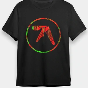 Ko Buta Aphex Twin Baskılı Unisex Siyah Tişört - Tshirt T57511