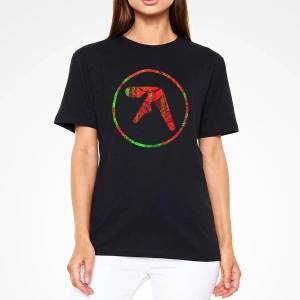Ko Buta Aphex Twin Baskılı Unisex Siyah Tişört - Tshirt T57511