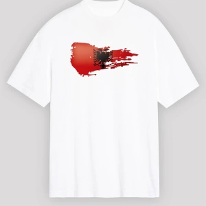 Ko Buta Arnavutluk Beyaz Unisex Oversize Tişört T-shirt Os17244