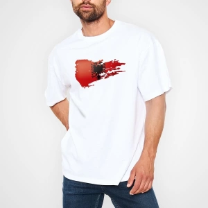 Ko Buta Arnavutluk Beyaz Unisex Oversize Tişört T-shirt Os17244
