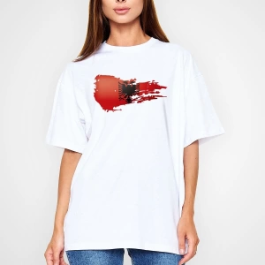 Ko Buta Arnavutluk Beyaz Unisex Oversize Tişört T-shirt Os17244