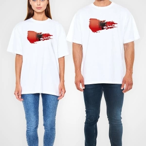 Ko Buta Arnavutluk Beyaz Unisex Oversize Tişört T-shirt Os17244