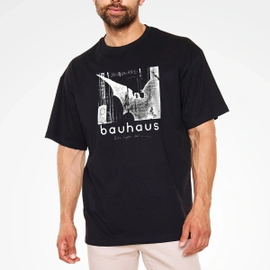 Ko Buta Bauhaus Baskılı Unisex Siyah Oversize Tişört Os55128