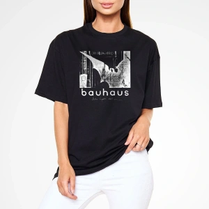 Ko Buta Bauhaus Baskılı Unisex Siyah Oversize Tişört Os55128