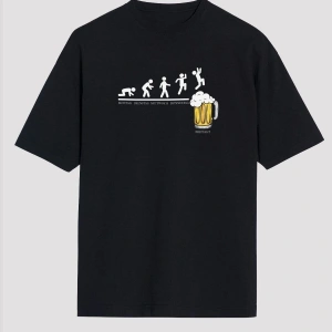 Ko Buta Bira Evrimi Baskılı Unisex Oversize Tişört - Tshirt Os20103