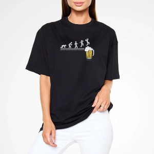 Ko Buta Bira Evrimi Baskılı Unisex Oversize Tişört - Tshirt Os20103