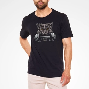 Ko Buta Bodybuilding Kurt Baskılı Unisex Siyah Tişört T14544