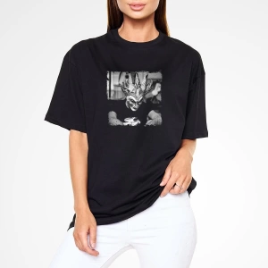 Ko Buta Boris Brejcha Baskılı Unisex Siyah Oversize Tişört Os18141