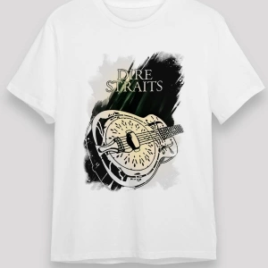 Ko Buta Dire Straits Baskılı Unisex Beyaz Tişört T3322