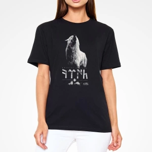 Ko Buta Göktürk Baskılı Unisex Siyah Tişört - Tshirt T60013