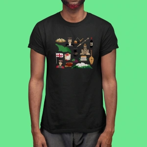 Ko Buta Gürcistan Baskılı Unisex Siyah Tişört To17457