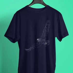 Ko Buta Kartal Baskılı Unisex Lacivert Tişört Tk15351