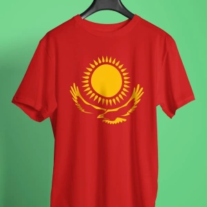 Ko Buta Kazakistan Baskılı Unisex Kırmızı Tişört To17399