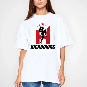 Ko Buta Kick Boks Beyaz Unisex Oversize Tişört T-shirt Os7894