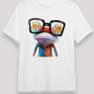 Ko Buta Kurbağa Beyaz Unisex Tişört T-shirt T15655