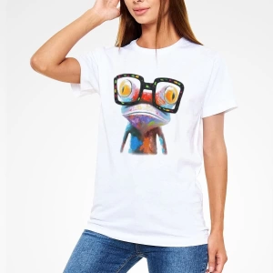 Ko Buta Kurbağa Beyaz Unisex Tişört T-shirt T15655
