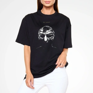 Ko Buta Mf Doom Baskılı Unisex Siyah Oversize Tişört - Tshirt Os57360