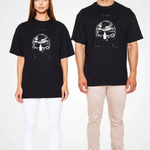 Ko Buta Mf Doom Baskılı Unisex Siyah Oversize Tişört - Tshirt Os57360
