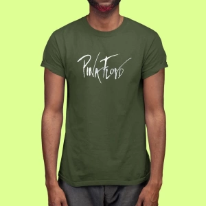 Ko Buta Pink Floyd Baskılı Unisex Haki Yeşil Tişört Tk576