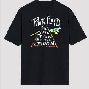 Ko Buta Pink Floyd Baskılı Unisex Siyah Oversize T-shirt Os2826