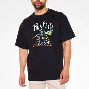 Ko Buta Pink Floyd Baskılı Unisex Siyah Oversize T-shirt Os2826