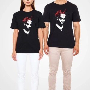 Ko Buta Playboi Carti Baskılı Unisex Siyah Tişört - Tshirt T57409