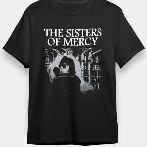 Ko Buta Sisters Of Mercy Baskılı Unisex Siyah Tişört - Tshirt T58311