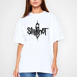 Ko Buta Slipknot Beyaz Unisex Oversize Tişört T-shirt - Oversize Tişört Fabrikası Os1007