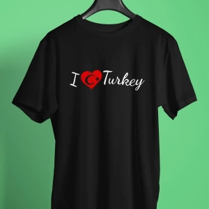 Ko Buta Türkiye Baskılı Unisex Siyah Tişört Tk17412