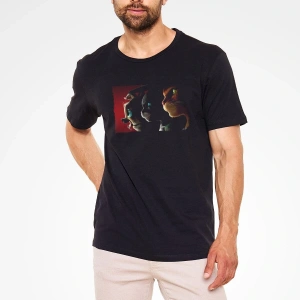 Ko Buta Unisex Çizmeli Kedi (PUSS İN BOOTS) Baskılı Siyah T-shirt T19458