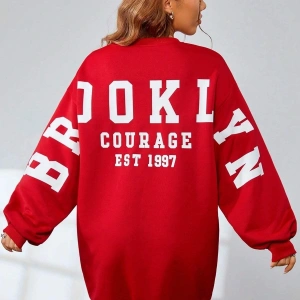 KOD ADR-SHEN Coolane Dopamine Dressing Letter Graphic Drop Shoulder Sweatshirt Dress