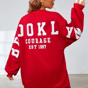 KOD ADR-SHEN Coolane Dopamine Dressing Letter Graphic Drop Shoulder Sweatshirt Dress