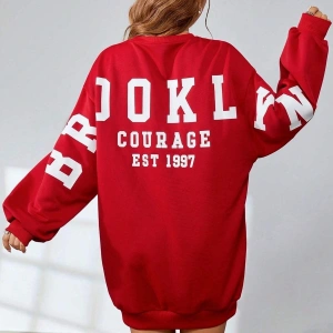 KOD ADR-SHEN Coolane Dopamine Dressing Letter Graphic Drop Shoulder Sweatshirt Dress