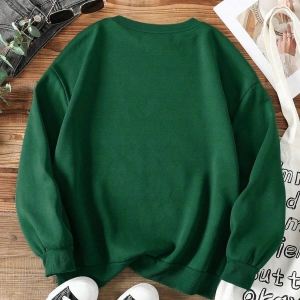 KOD ADR-SHEN EZwear Cartoon Graphic Lined Sweatshirt Yeşil