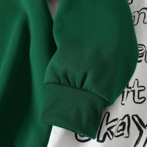 KOD ADR-SHEN EZwear Cartoon Graphic Lined Sweatshirt Yeşil