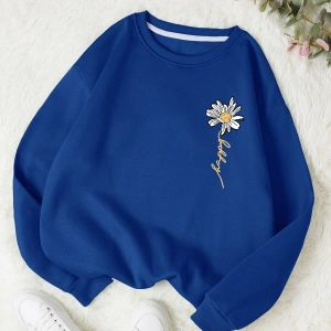 KOD ADR-SHEN EZwear Floral & Letter Graphic Thermal Lined Sweatshirt